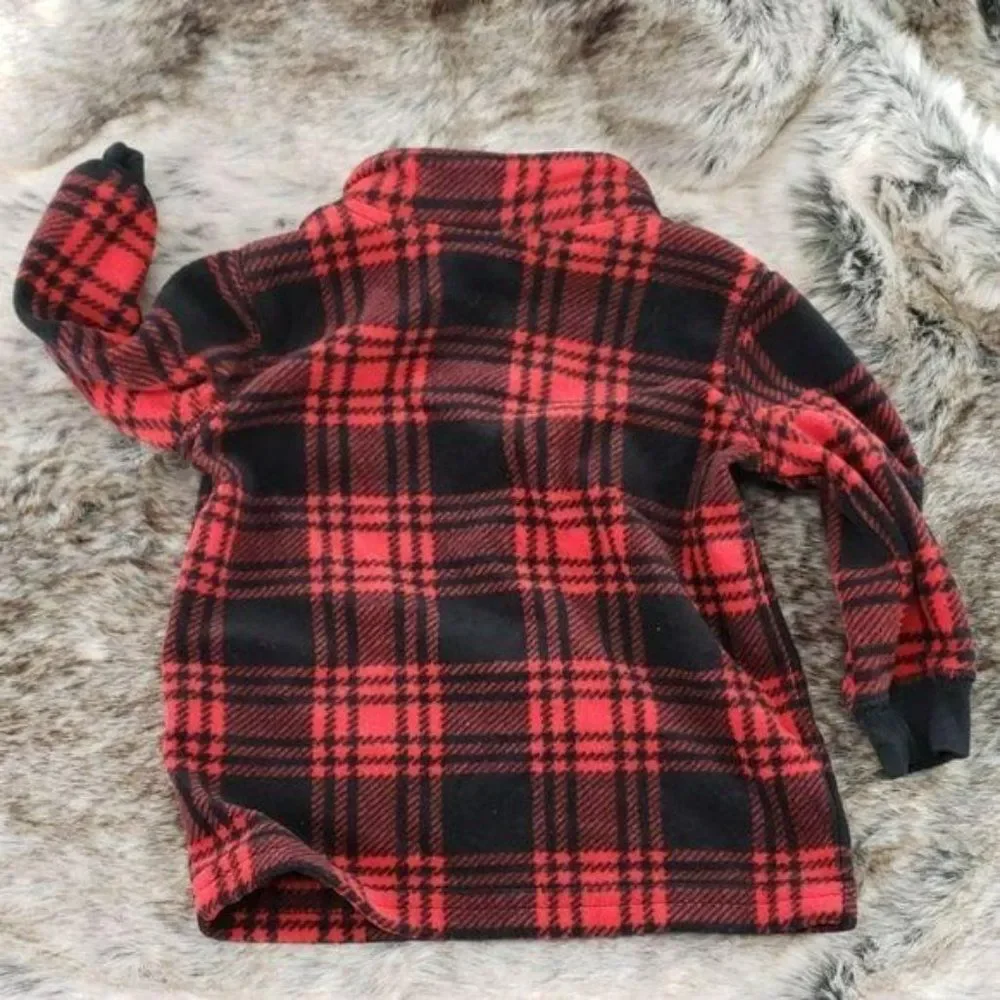 Carters Red & Black Plaid Fleece Pullover With Sherpa-Lined Collar For Baby Boys